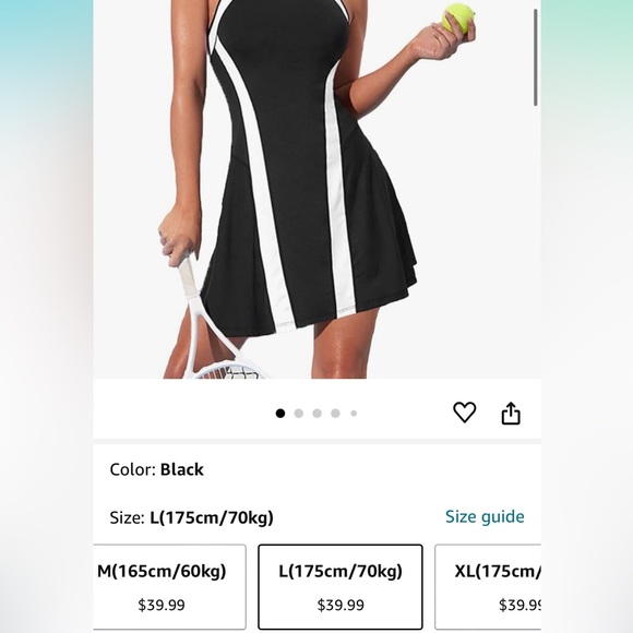 NWOT Tennis Dress Short Crew Neck High Waist Backless - Picture 7 of 9